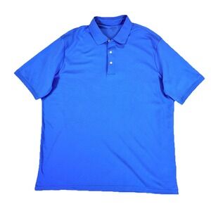 Lands' End XXL/T Traditional Fit Polo Shirt Blue 100% Supima Cotton Tall 2XL EUC